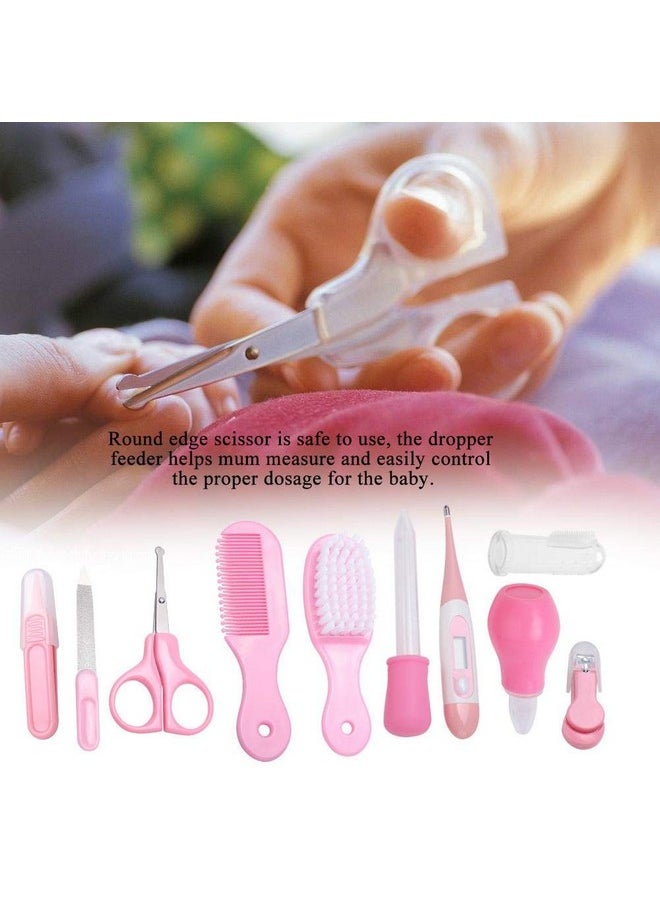 Baby Grooming Set 10 In I Hair Nail Nose Tooth And Ear Clean Essentials Accessories Portable Baby Care Grooming Kit For Baby Girl Or Baby Boy(Pink)