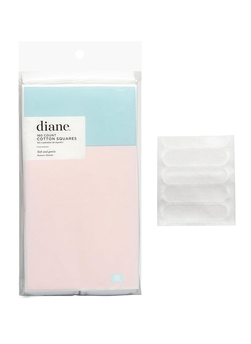 Diane Cotton Squares – 100% Real Cotton – Soft, Gentle on Face, Use for Makeup and Nail Polish Removal, Beauty Applicator - 160 Count (Pack of 1)