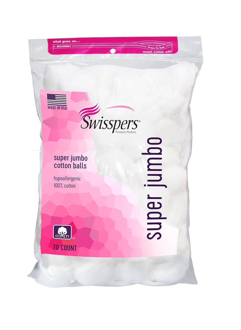 Swisspers Cotton Balls Jumbo Plus Size, 70 Count