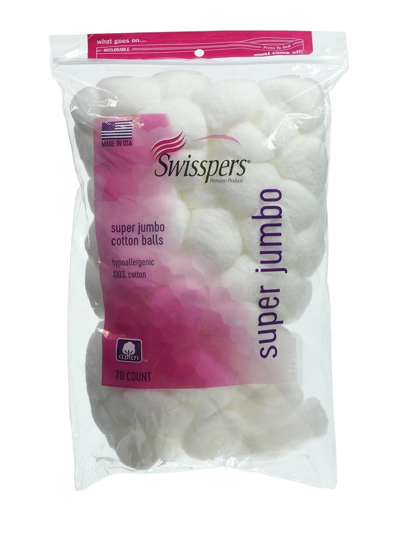 Swisspers Super Jumbo Cotton Balls 70 ea (Pack of 2)