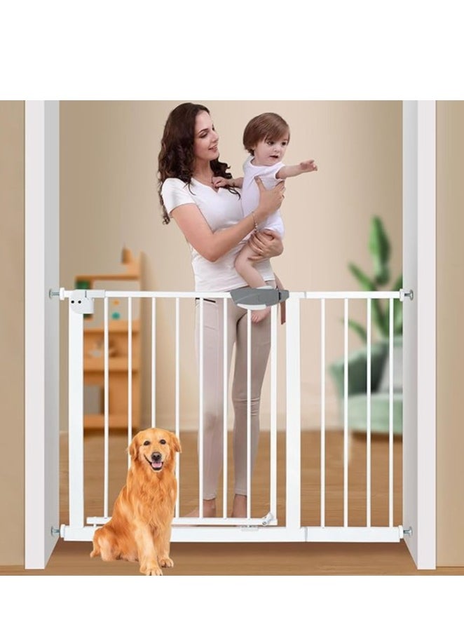 Auto Close Safety Baby Gate, Extra Wide Child Fence Gate 75-84cm + 20cm Extension Kit Maximum Suitable For 114cm, Baby Fence Barrier Dog Gate Baby Gates for Stairs and Doorways, Easy Install (Gate + 20cm Extension Kit)