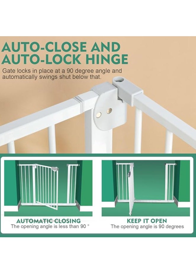 Auto Close Safety Baby Gate, Extra Wide Child Fence Gate 75-84cm + 20cm Extension Kit Maximum Suitable For 114cm, Baby Fence Barrier Dog Gate Baby Gates for Stairs and Doorways, Easy Install (Gate + 20cm Extension Kit)