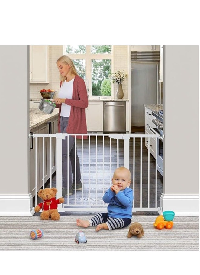 Auto Close Safety Baby Gate, Extra Wide Child Fence Gate 75-84cm + 20cm Extension Kit Maximum Suitable For 114cm, Baby Fence Barrier Dog Gate Baby Gates for Stairs and Doorways, Easy Install (Gate + 20cm Extension Kit)