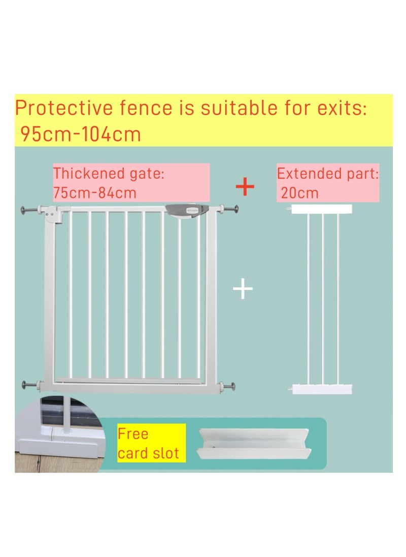 Auto Close Safety Baby Gate, Extra Wide Child Fence Gate 75-84cm + 20cm Extension Kit Maximum Suitable For 114cm, Baby Fence Barrier Dog Gate Baby Gates for Stairs and Doorways, Easy Install (Gate + 20cm Extension Kit)