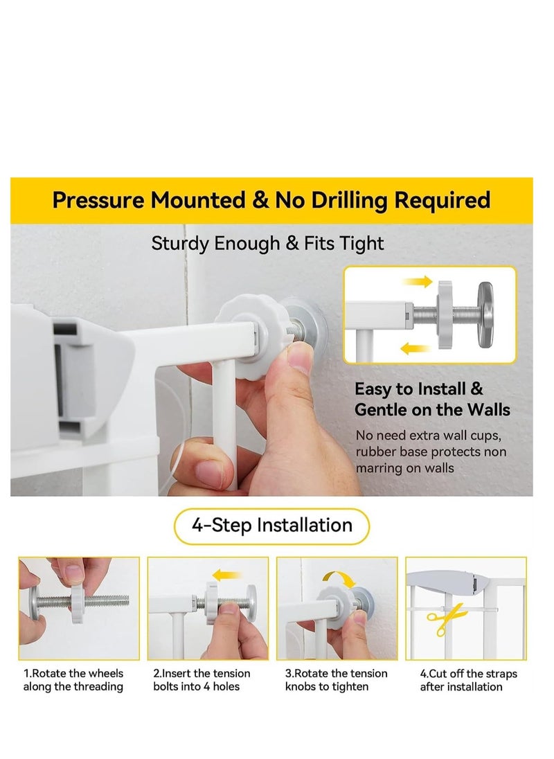 Auto Close Safety Baby Gate, Extra Wide Child Fence Gate Suitable For 75-84cm, Baby Fence Barrier Dog Gate Baby Gates for Stairs and Doorways, Easy Install (Gate 75-84cm)