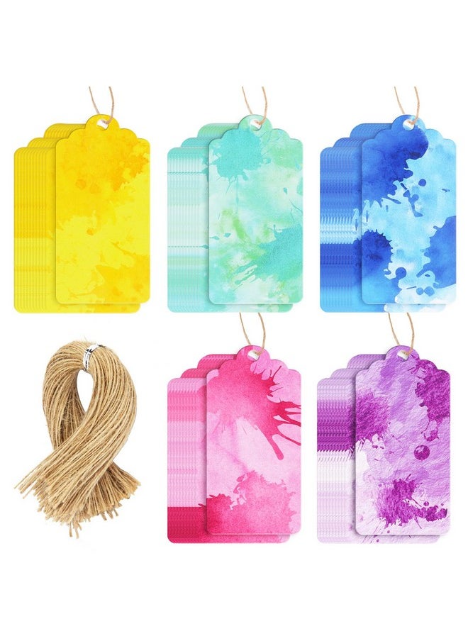 135Pcs Paper Tags With Strings, Colored Gift Tags 4X2Inch Unique Hanging Labels For Gift Wrapping Party Favors Diy Crafts