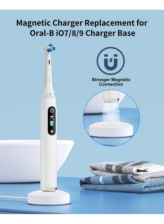 Charger For Oral B Io Series Charging Base,Compatible With Oral B Io Electric Toothbrush 7/8/9/10 Series, Magnetic Travel Charger Base Model 3768 Power Cord(White)