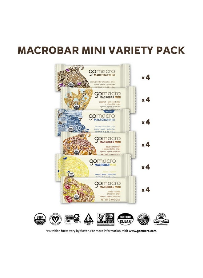 Macrobar Mini Organic Vegan Protein Bars Variety Pack (0.9 Ounce Bars 24 Count)