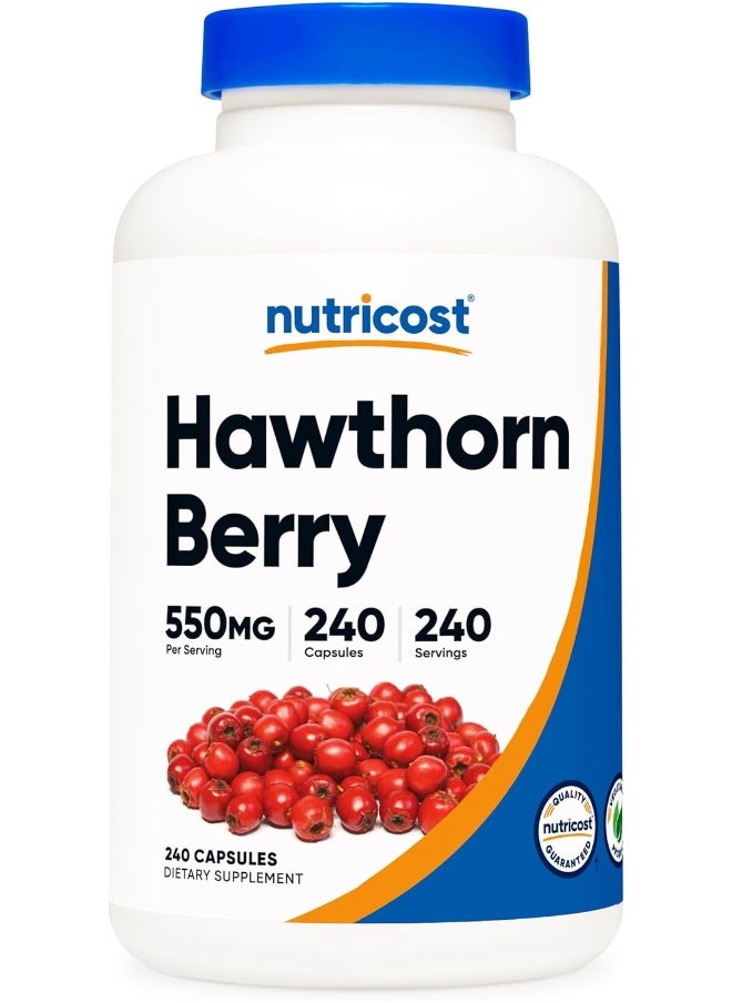 Hawthorn Berry Capsules 550Mg, 240 Capsules, Vegetarian Friendly, Non-Gmo And Gluten Free