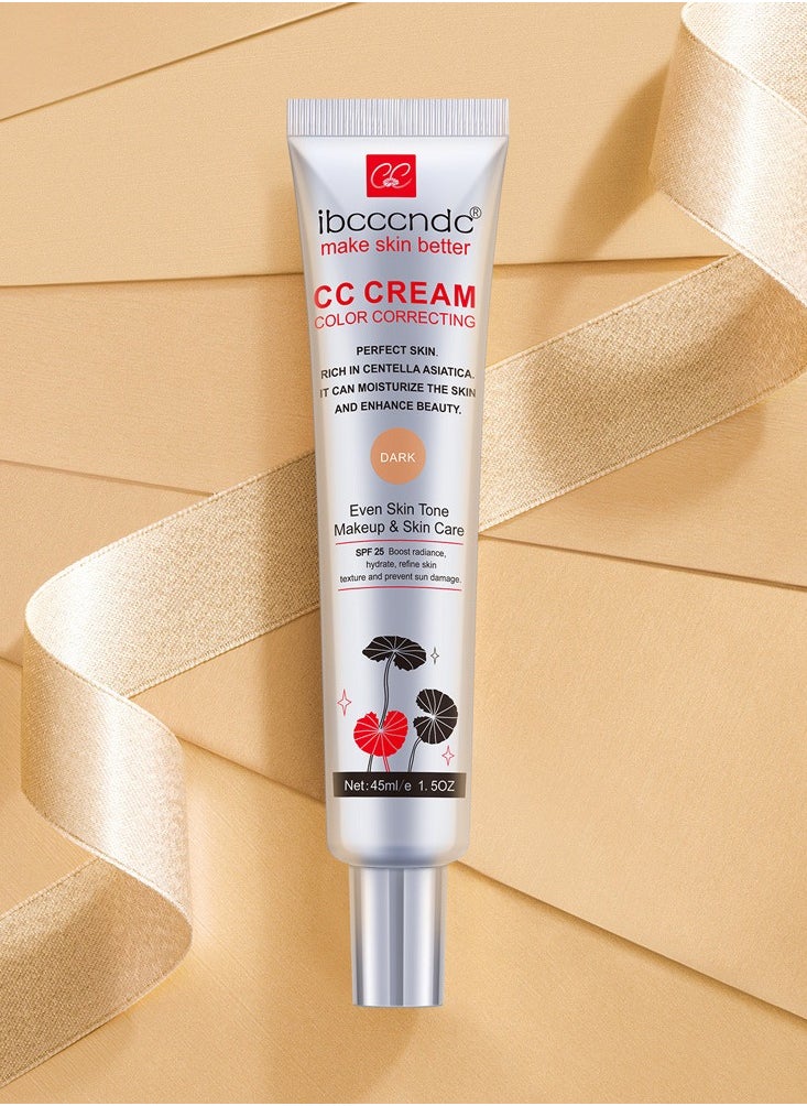 Color Correcting CC Cream With Centella, SPF 25 Sunscreen ,Brightening For Mature Skin 45ml- (DARK)