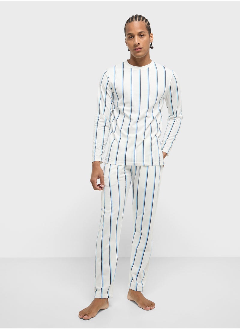 Printed Stripe Trouser Set