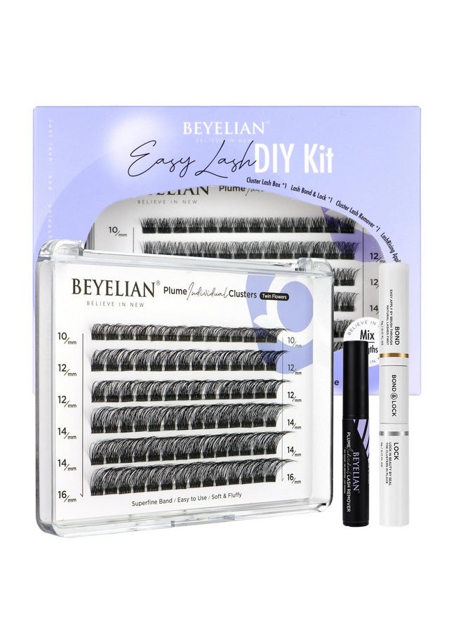 Lash Extension Kit Cluster Lashes Kit With 84 Pcs Lash Clusters, Clusters Eyelash Applicator Tool, Cluster Lashes Bond And Seal Super Hold, Clusters Lash Glue Remover Easy To Apply At Home