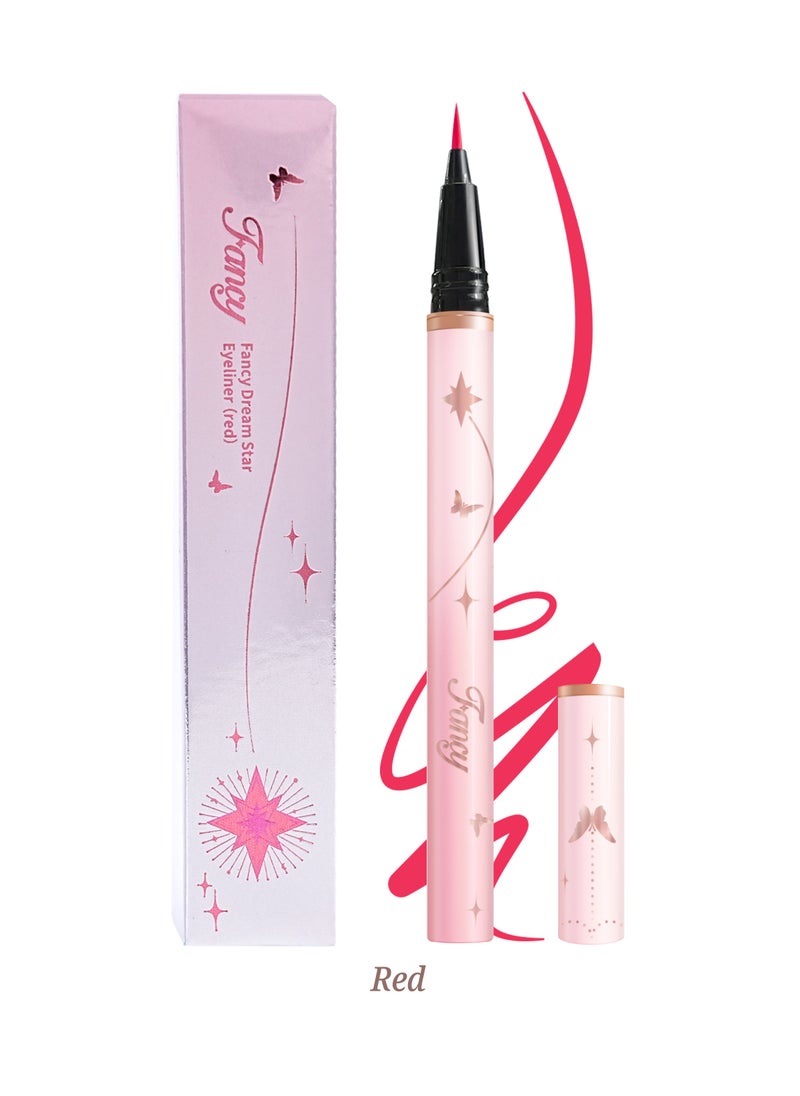 Fancy Dream Star Liquid Eyeliner，Waterproof Quick-Drying Formula Defines Clearly, Smooth and Even Flow, No Smudging(02 Red)