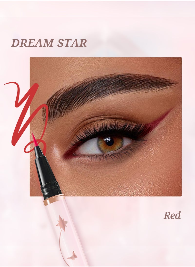 Fancy Dream Star Liquid Eyeliner，Waterproof Quick-Drying Formula Defines Clearly, Smooth and Even Flow, No Smudging(02 Red)