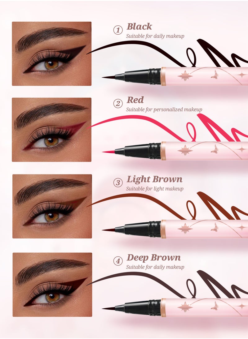 Fancy Dream Star Liquid Eyeliner，Waterproof Quick-Drying Formula Defines Clearly, Smooth and Even Flow, No Smudging(02 Red)