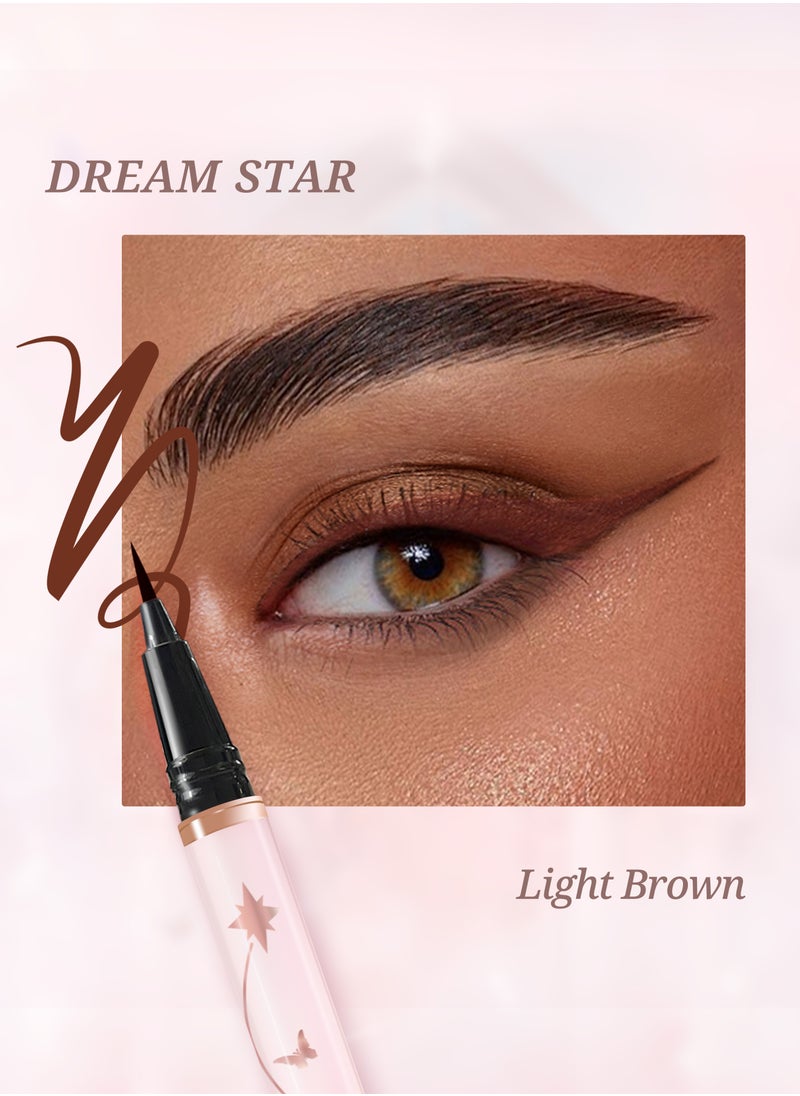 Fancy Dream Star Liquid Eyeliner，Waterproof Quick-Drying Formula Defines Clearly, Smooth and Even Flow, No Smudging(03 Light Brown)