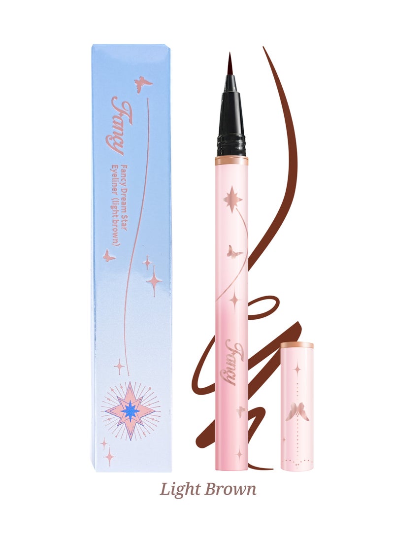 Fancy Dream Star Liquid Eyeliner，Waterproof Quick-Drying Formula Defines Clearly, Smooth and Even Flow, No Smudging(03 Light Brown)