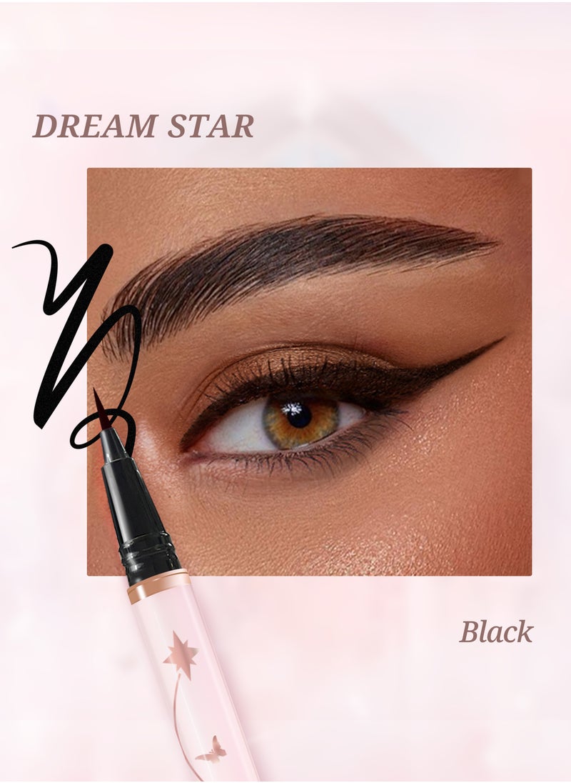 Fancy Dream Star Liquid Eyeliner，Waterproof Quick-Drying Formula Defines Clearly, Smooth and Even Flow, No Smudging(01 Black)