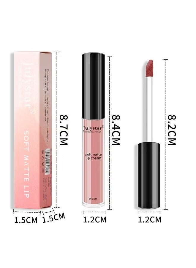 Soft Matte Lip,Liquid Matte Nude Lipstick-Lip Stain Makeup For Women 24 Hours Lipstick Long Lasting Portable Multi Use Lipstick（#02）
