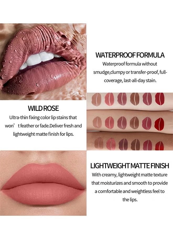 Soft Matte Lip,Liquid Matte Nude Lipstick-Lip Stain Makeup For Women 24 Hours Lipstick Long Lasting Portable Multi Use Lipstick（#02）