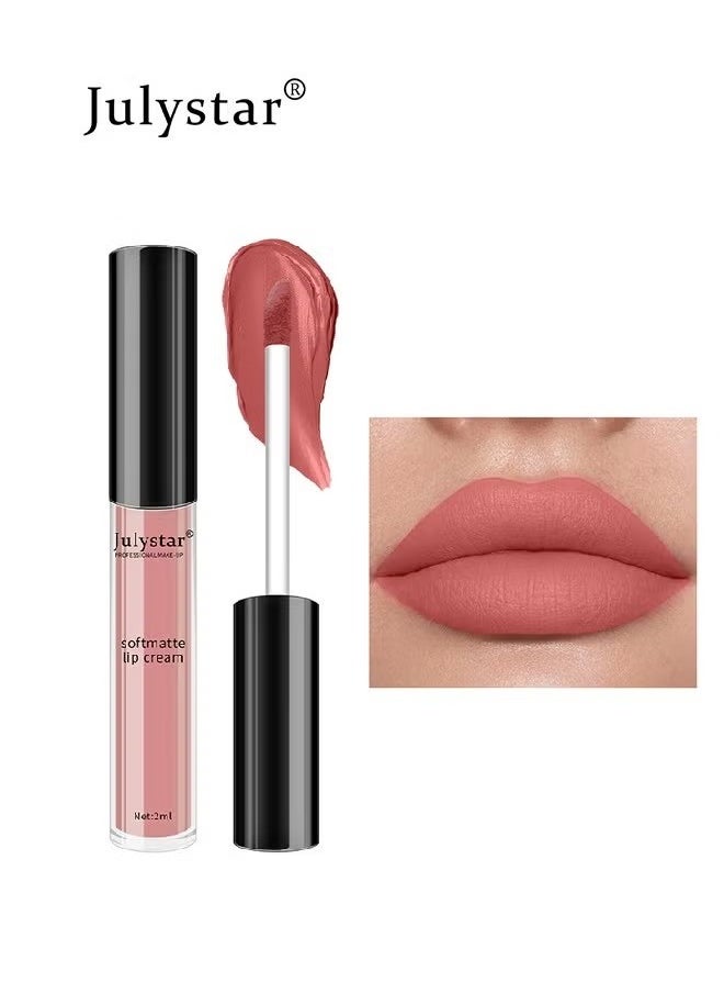 Soft Matte Lip,Liquid Matte Nude Lipstick-Lip Stain Makeup For Women 24 Hours Lipstick Long Lasting Portable Multi Use Lipstick（#02）