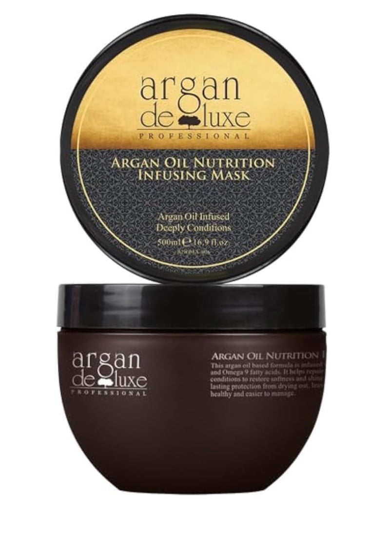 Nutrition Infusing Mask, 100% Pure Argan Oil, Deeply Conditions, Smoothing Mask Cream - 500ml,