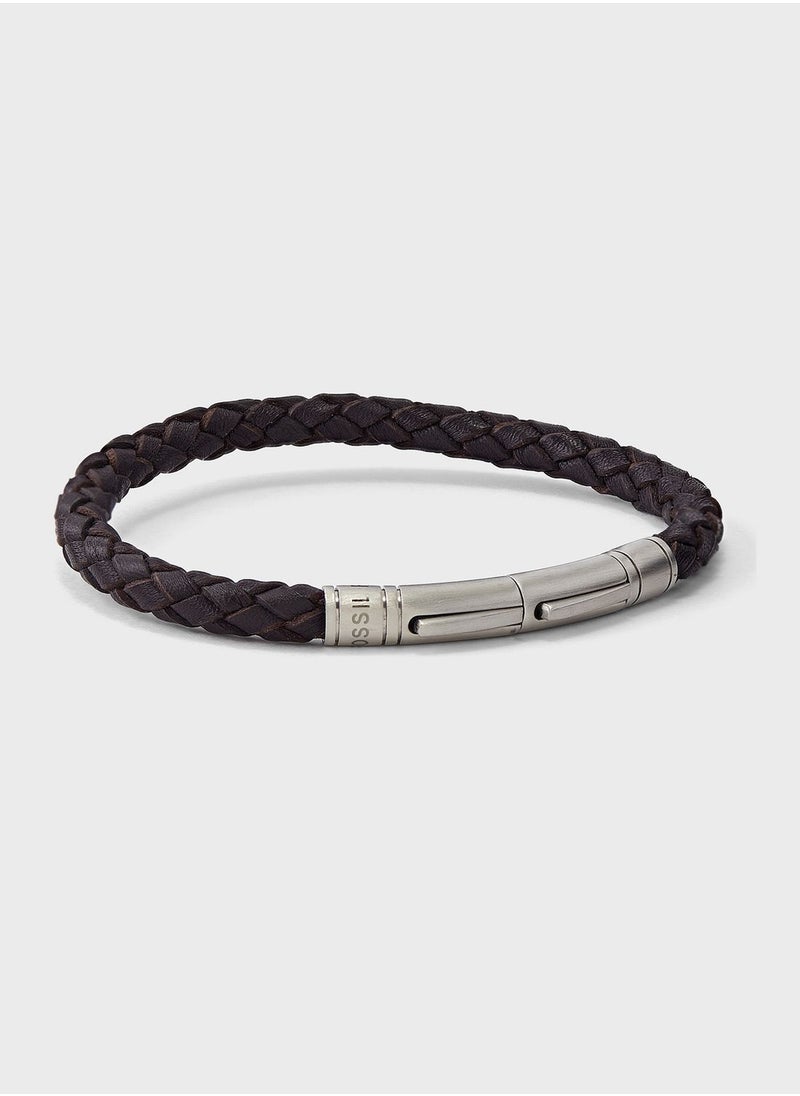 Jf04089040 Braided  Leather Bracelet