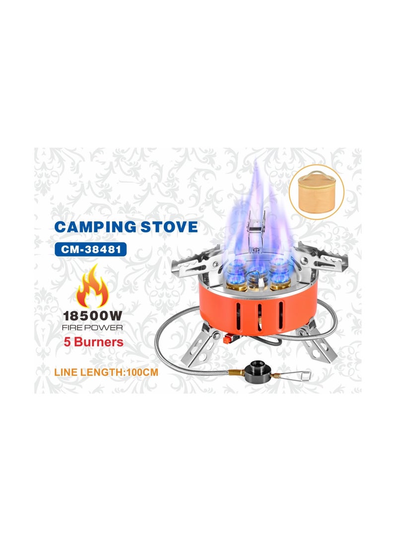 High Power 5 Burner Camping Stove With Carry Bag