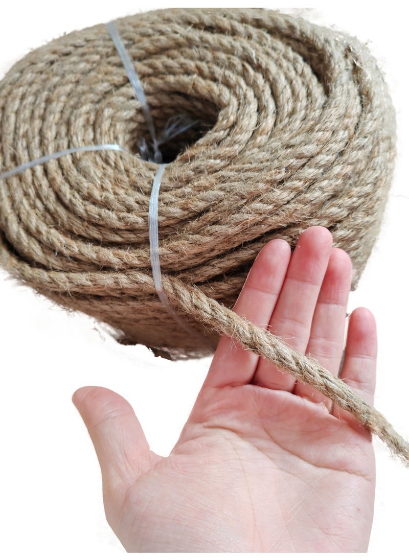 Jute Rope,6mm Thick,91.44m,Strong Hemp Twine Cord For DIY Crafts, Decoration, Gift Wrapping, Garden, Hanging and Packing And Pets Eco Friendly Durable Utility Rope