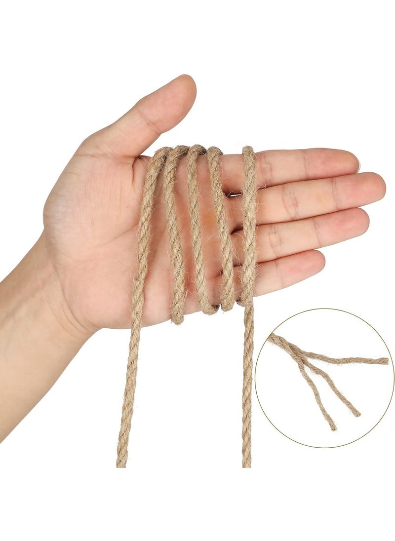 Jute Rope,6mm Thick,91.44m,Strong Hemp Twine Cord For DIY Crafts, Decoration, Gift Wrapping, Garden, Hanging and Packing And Pets Eco Friendly Durable Utility Rope