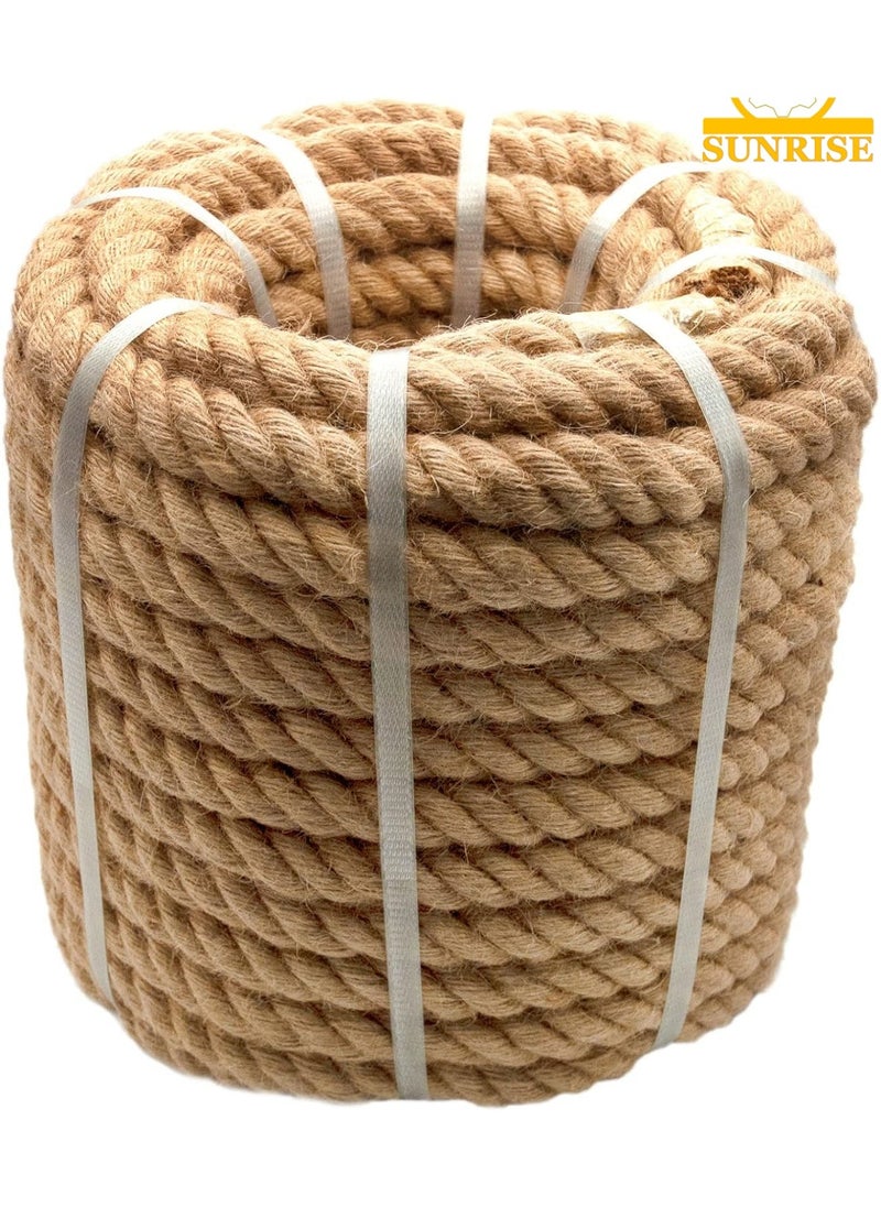 Jute Rope,28mm Thick,91.44m,Strong Hemp Twine Cord For DIY Crafts, Decoration, Gift Wrapping, Garden, Hanging and Packing And Pets Eco Friendly Durable Utility Rope