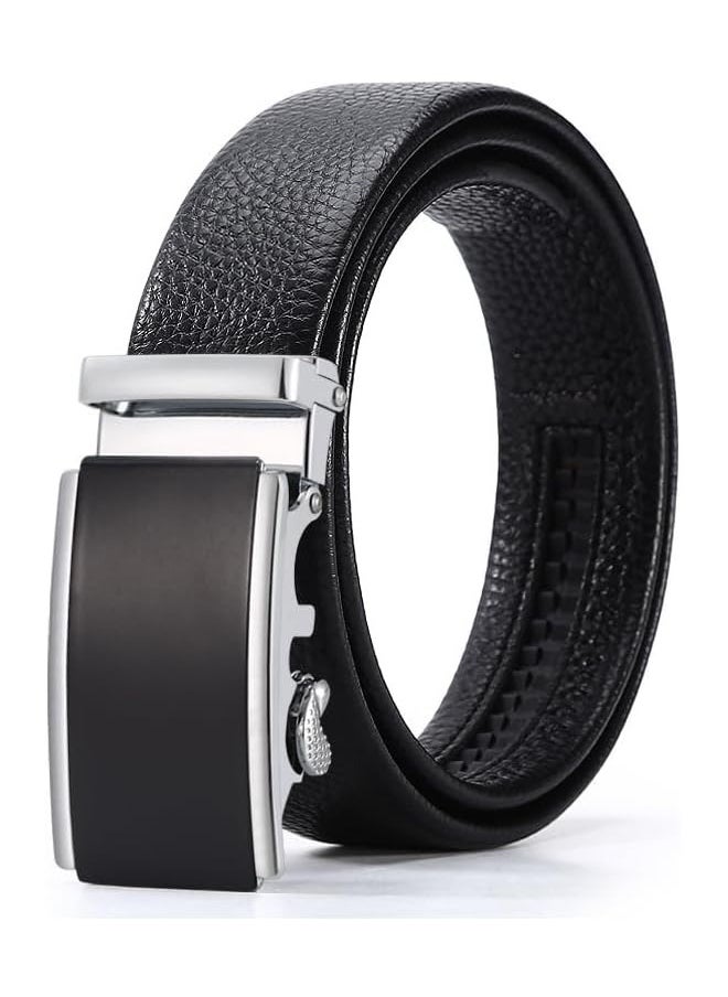 Men's Belt, Wide Faux Leather Belt With Adjustable Alloy Automatic Buckle,Clothing Accessory And Gift