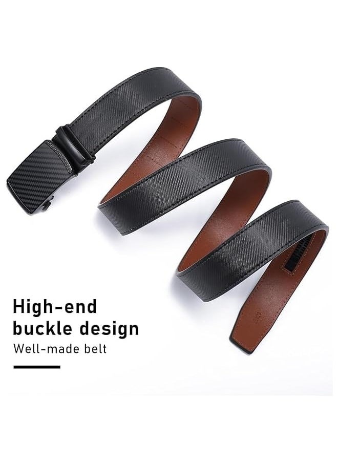 Mens Belt Leather Ratchet Belt For Men Dress and Casual with Adjustable Buckle Slide Belt, Trim to Fit