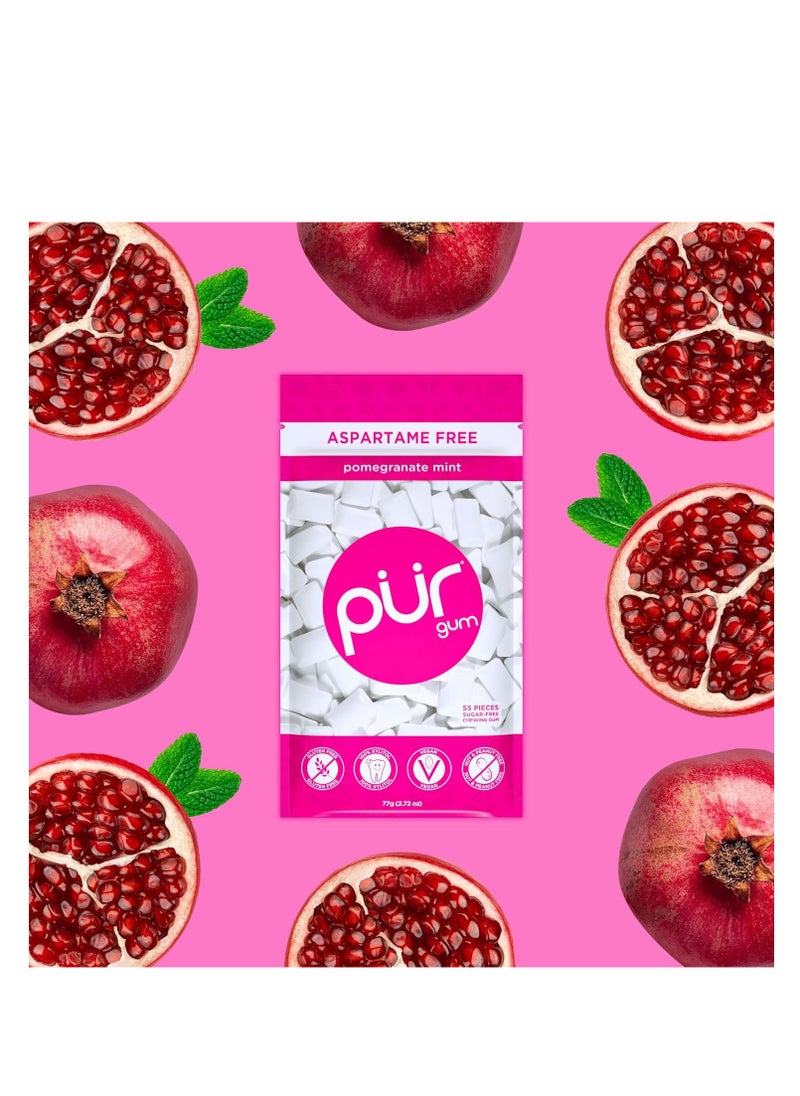 Pur Gum | Aspartame Free Chewing Gum | 100% Xylitol | Sugar Free, Vegan, Gluten Free And Keto Friendly | Natural Pomegranate Mint Flavored Gum, 55 Pieces (Pack Of 1)