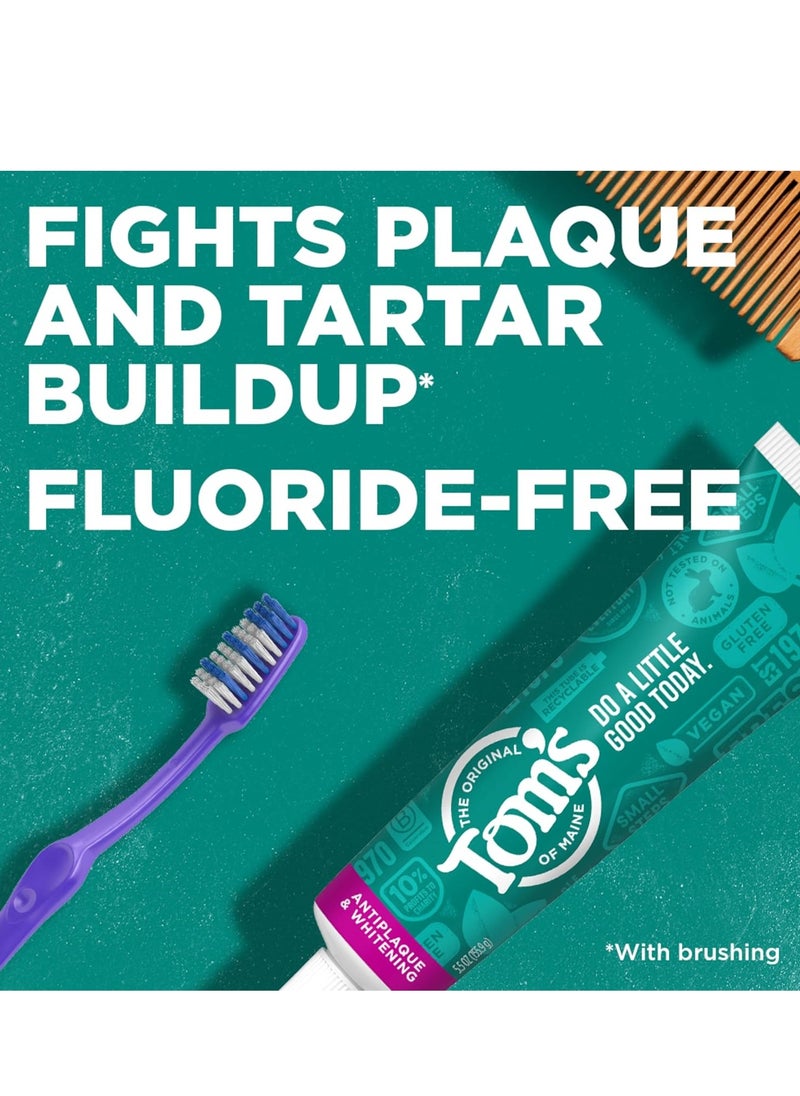 Fluoride Free Antiplaque and Whitening Natural Toothpaste Peppermint 5 point 5 oz Pack of 2