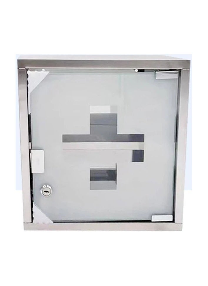 First Aid Cabinet Stainless Steel Frame 2 Layer Glass