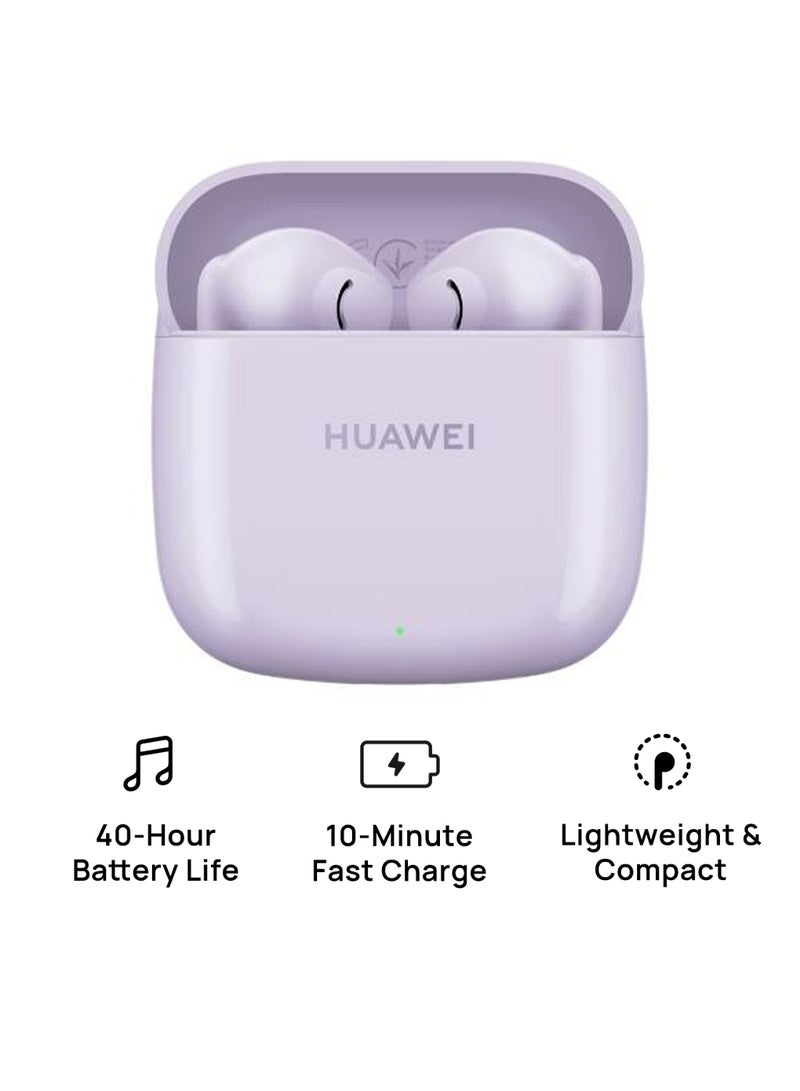 FreeBuds SE 2 In-ear Earphones, Wireless Bluetooth 5.3, 40-Hour Battery Life, 3 Hours of Music Playback on a 10-Minute Charge, Compact and Comfortable, IP54 Dust and Splash-Resistance Ceramic - Taro Purple