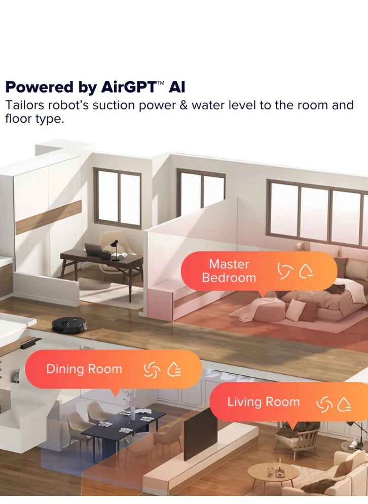 Airbot Robot Vacuum X40 Ultra 17000 Pa Robot Vacuum Cleaner with Mop,Robot Cleaner and Mop,with Advanced AirGPT AI System,Auto Detanle,Mop Wash&Tank Refill