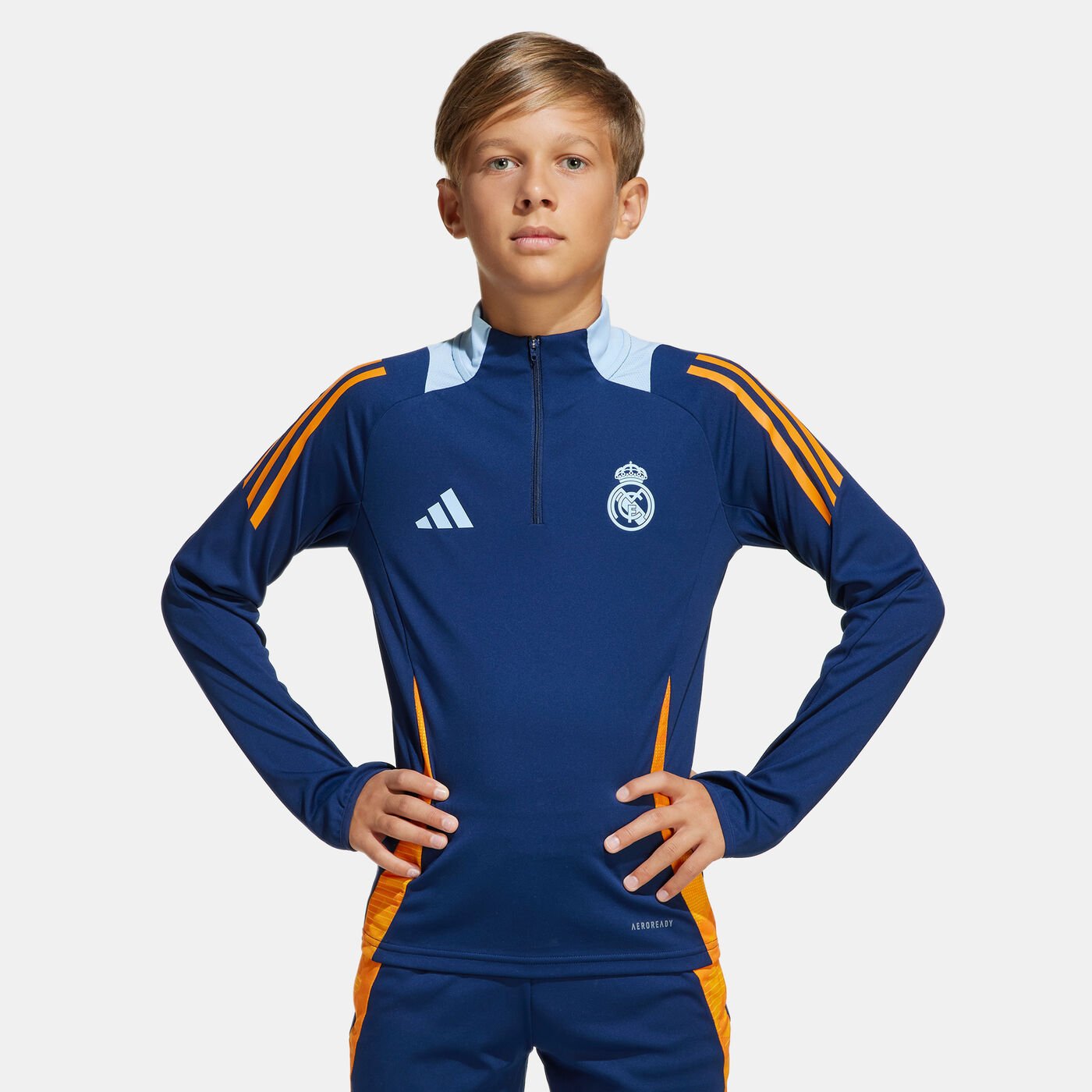 Kids' Real Madrid Tiro 24 Football Training 1/4-Zip Top