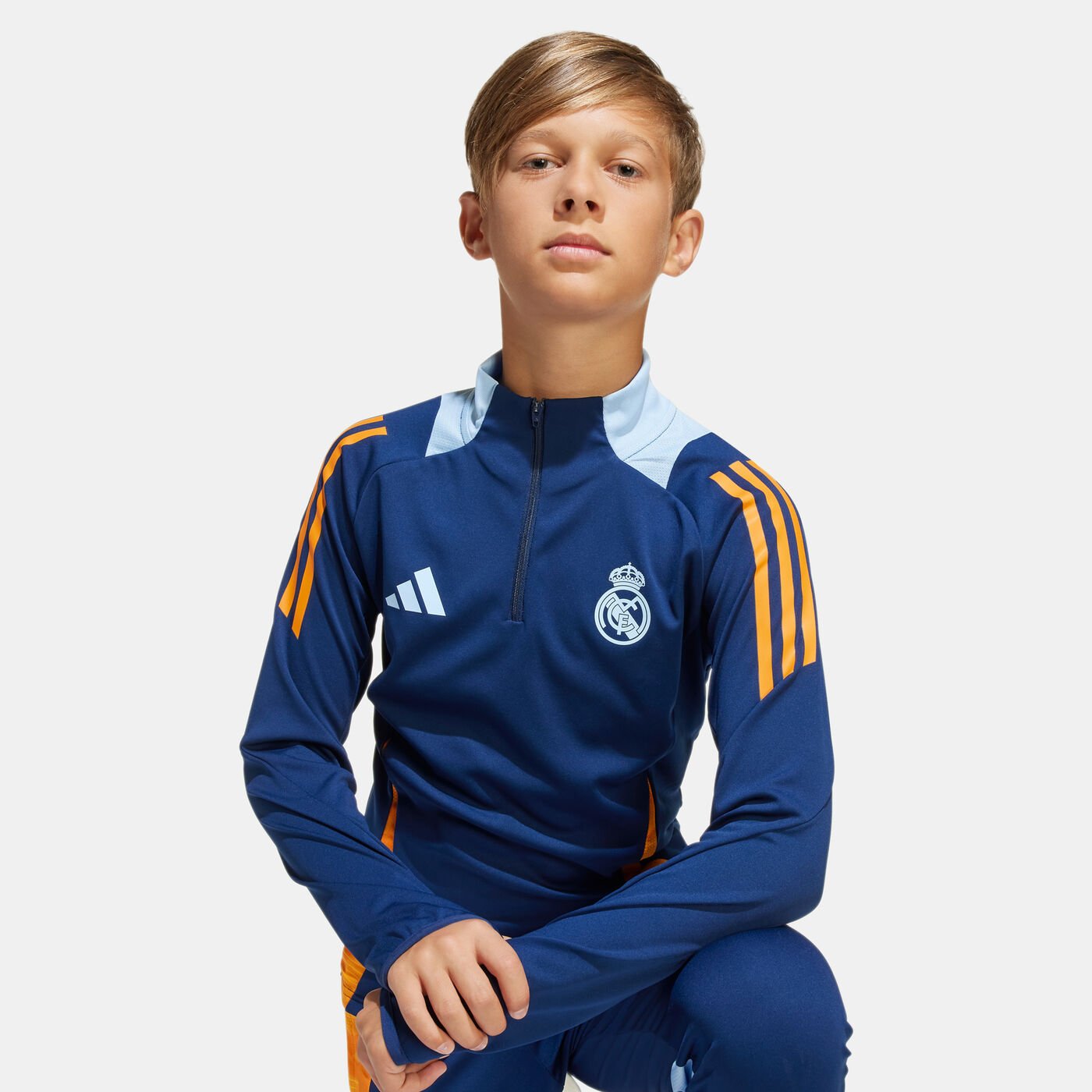 Kids' Real Madrid Tiro 24 Football Training 1/4-Zip Top