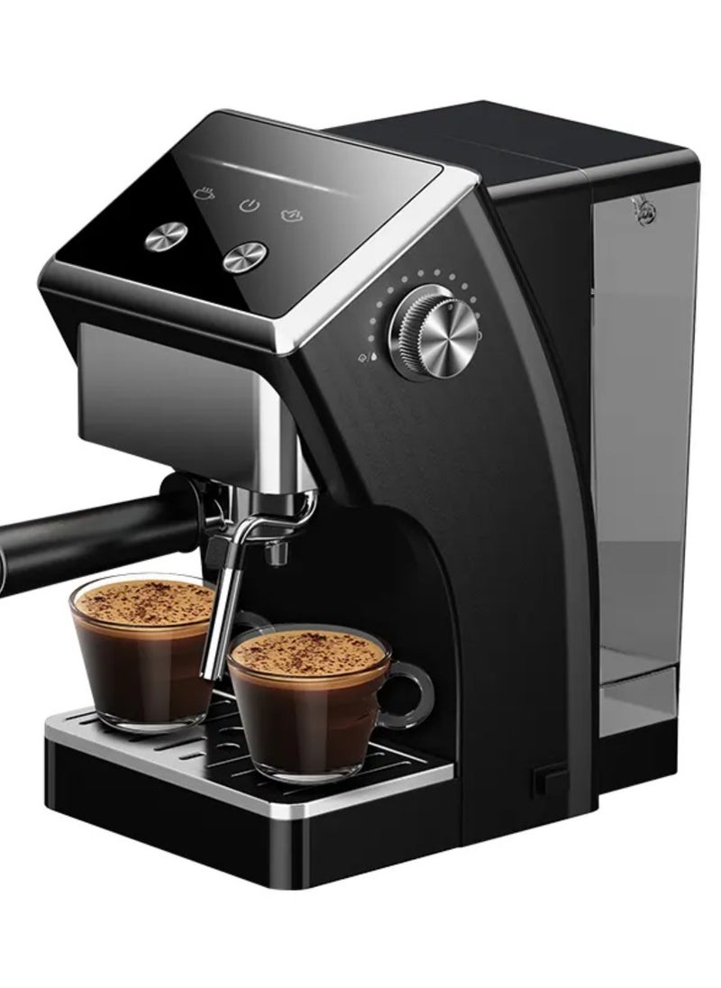 Espresso Coffee Machine with Milk Frother Steam Wand, Removable Drip Tray & Water Tank Semi-Automatic Coffee Maker - Black