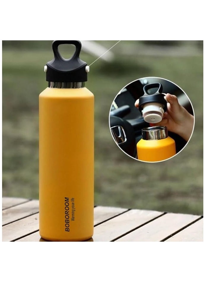 Thermal isulated Water Bottle 600 ML Stainless Steel Double Wall Vacuum insulated Water Bottles for Hot Cold Water Gym Bottle Flask Bottle Screwless