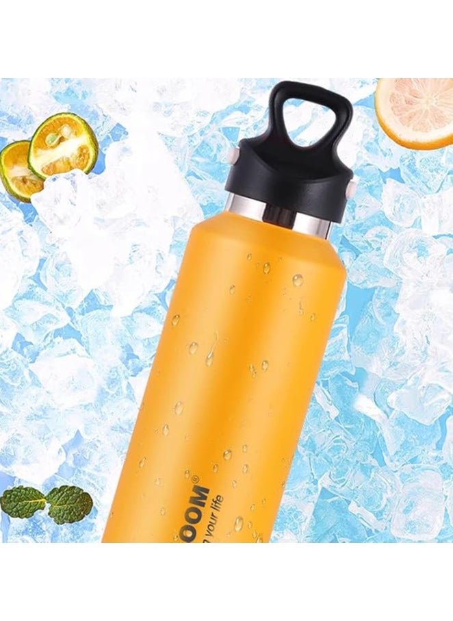 Thermal isulated Water Bottle 600 ML Stainless Steel Double Wall Vacuum insulated Water Bottles for Hot Cold Water Gym Bottle Flask Bottle Screwless