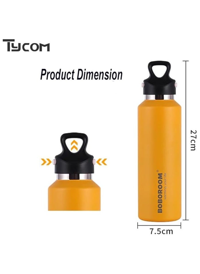 Thermal isulated Water Bottle 600 ML Stainless Steel Double Wall Vacuum insulated Water Bottles for Hot Cold Water Gym Bottle Flask Bottle Screwless