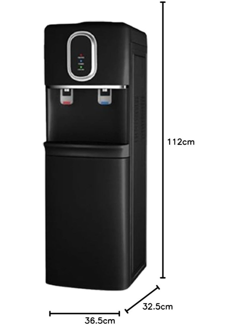 Water Dispenser, Top Loading Water Dispenser With Hot and Cold Water and Compressor Cooling, Cabinet with Refrigerator, Floor Standing, Suitable for Home, Office etc