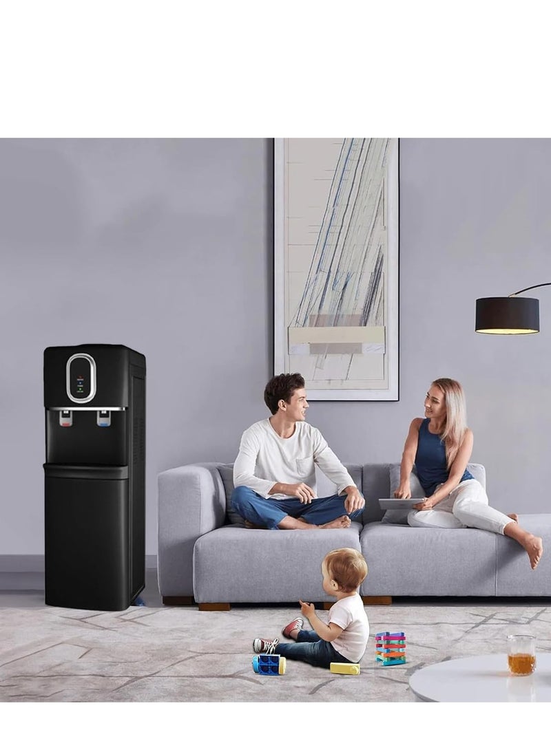 Water Dispenser, Top Loading Water Dispenser With Hot and Cold Water and Compressor Cooling, Cabinet with Refrigerator, Floor Standing, Suitable for Home, Office etc