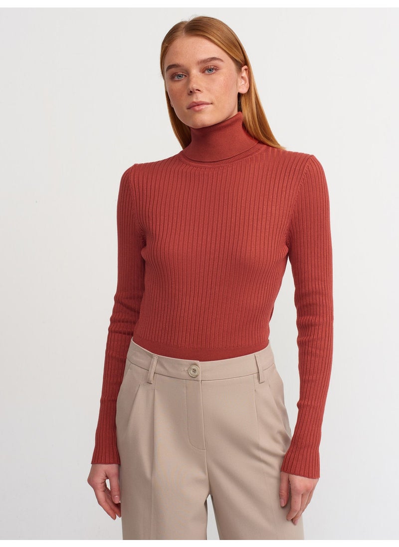 1297 Turtleneck Ribbed Basic Sweater-Terra