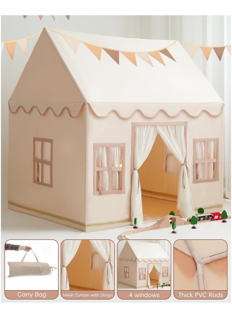 Large Kids Tent House Indoor,Toddler Play Tent With Birthday Party Decoration,Indoor Outdoor Play house for Baby Princess Castle Tent,Kids Indoor Room Toys for Boys Girls Age 3-10 Years Old