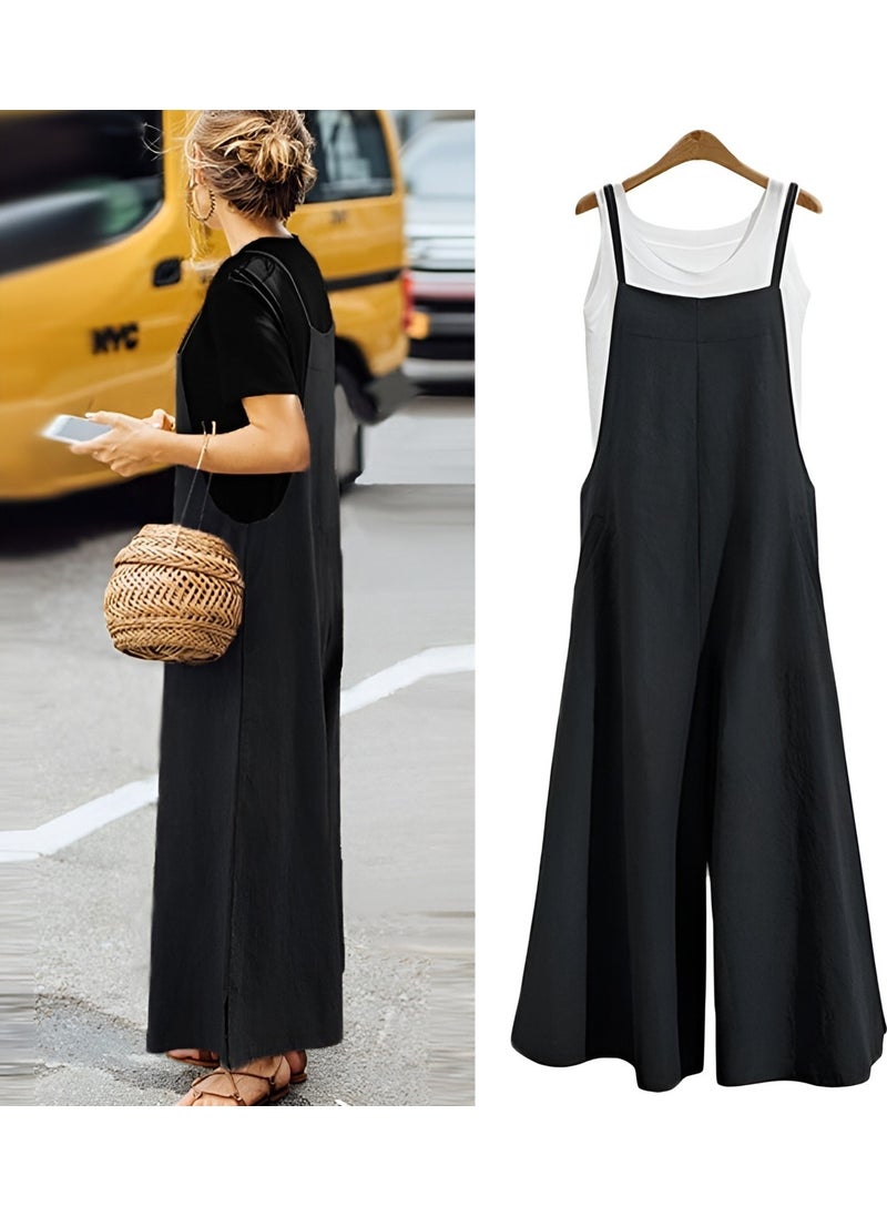 Casual Strappy Loose Cut Summer Women's Linen Jumpsuit