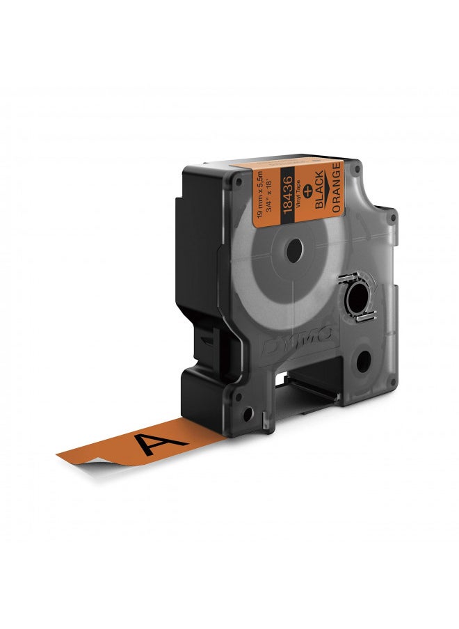 DYMO Industrial Labels for DYMO Industrial Rhino Label Makers, Black on Orange, 3/4